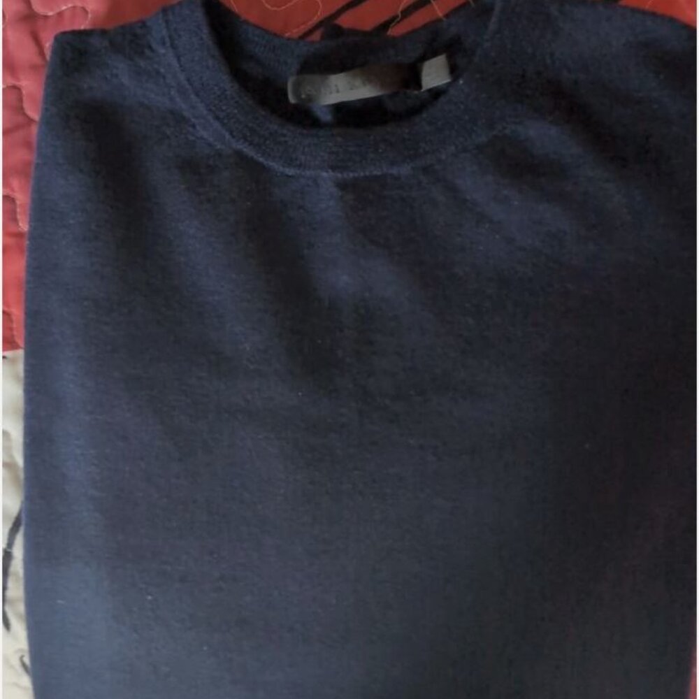 JENNI KAYNE 100% MERINO WOOL SWEATER IN DARK NAVY BLUE SIZE MEDIUM PERFECT